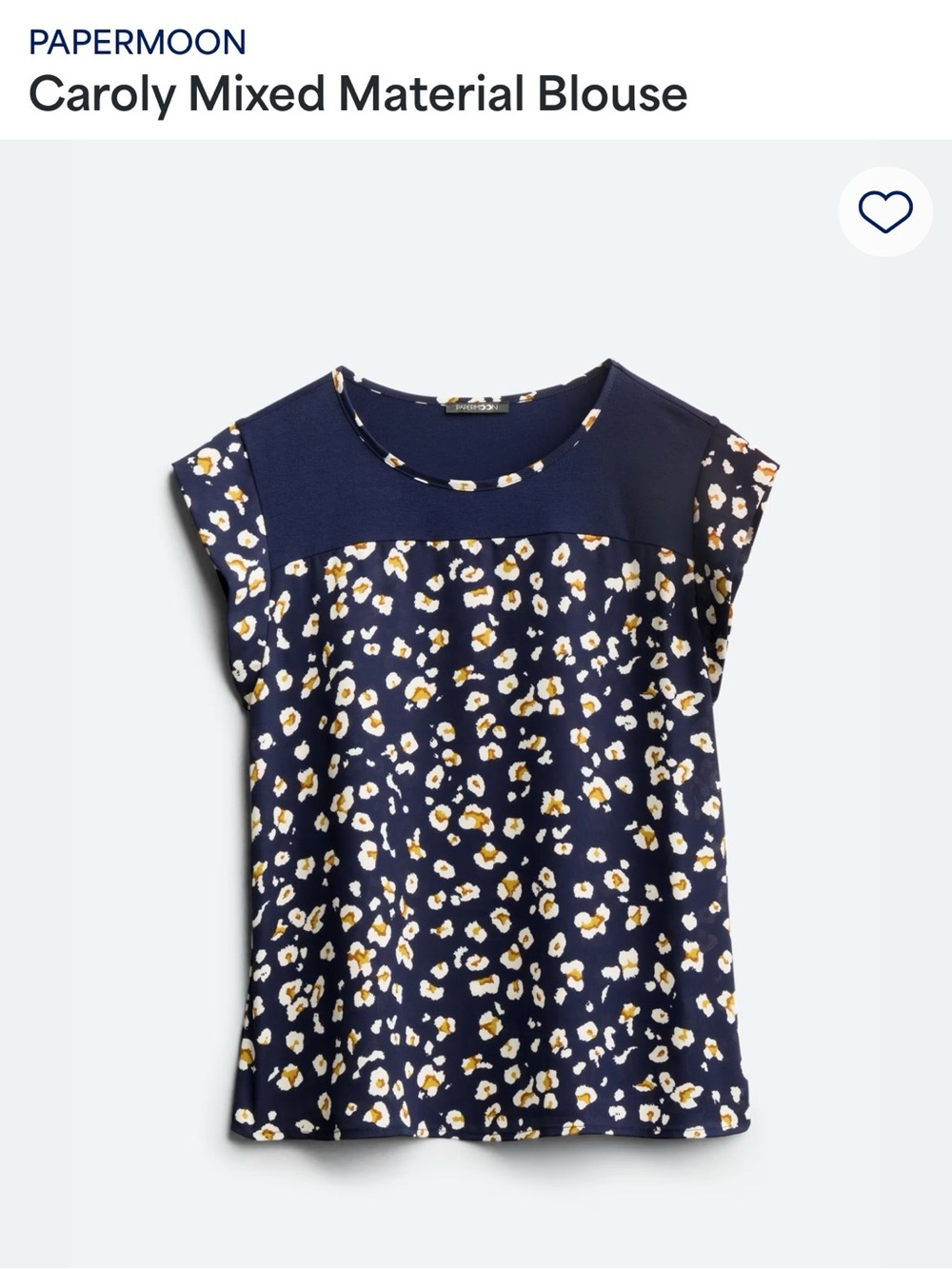 Papermoon Navy Floral Print Short Sleeve Blouse with Gold Accents NWOT